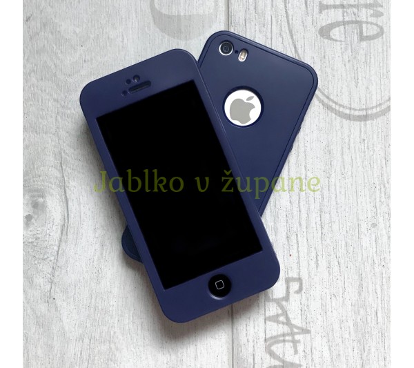 360° kryt silikónový iPhone 5/5S/SE - modrý (Dark blue)